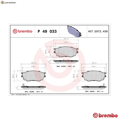 Brake pad set - , p