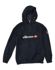 ELLESSE Womens Graphic Hooded Anorak Jacket UK 14 Medium Navy Blue UG01