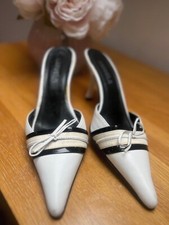 Vintage Carvela Leather Black & White Kitten Heel Mule Size 5