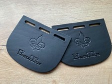 English Black Saddle Leather Girth Buckle Guards Three Slot 3 Strap Equitek F1