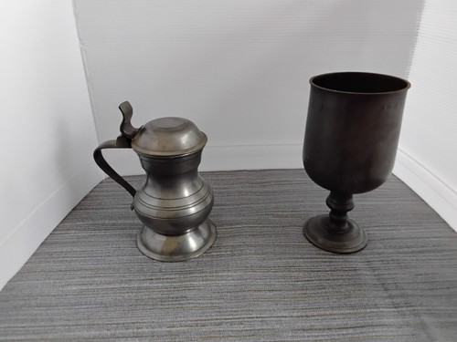 Vintage pewter tankard goblet - vintage,