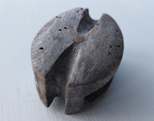 Antique vintage wooden pulley - wooden,