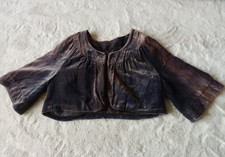 Velvet Lined Grey Cropped Crop Short Sleeve Bolero Shrug Top 1920s Flapper S