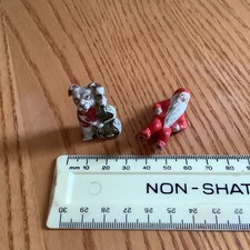 DOG PLAYING CELLO BISQUE CAKE DECORATION AND BROKEN LEG FATHER CHRISTMAS