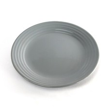 Set of 2 Grey Ribbed Stoneware Side Plates 21cm Tapas Dishes Dinner Serving