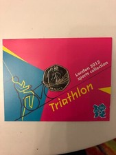 2012 LONDON OLYMPIC SPORTS 2011 50p COIN UNC SEALED IN CARD. TRIATHLON.