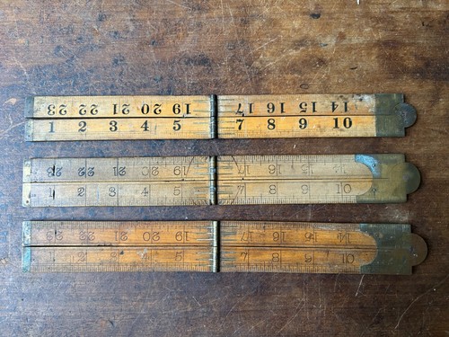 Vintage wooden brass - brass, 4-fold