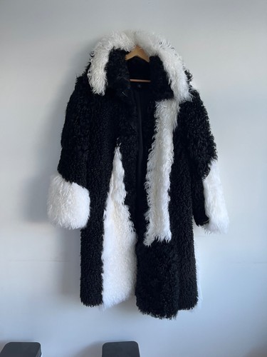 Lambswool long coat real fur - lambswool,