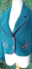 GEIGER Green Embroidered Boiled Wool Jacket Blazer Size Medium Austria Pristine 