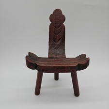 Miniature Display Wooden Hand Carved Birthing Chair 22 x 14 x 14 cm