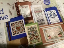 Joan Elliott Ribbon Sampler Card designs  cross stitch chart Only /1301
