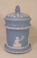 Rare Wedgwood 19th Century Blue Jasperware Tobacco Jar A/F