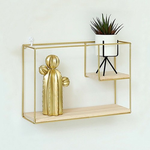 Wall shelf tier cube - wall, gold