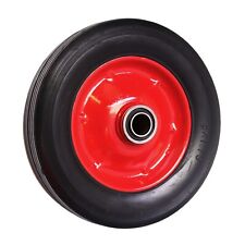 8" inch Solid Rubber Wheel 20mm Bore (60mm Wide) Sack Truck Barrow Red Steel