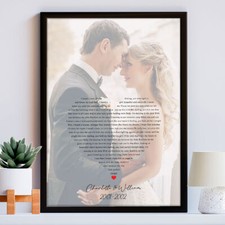 Personalised Heart Song Lyrics, Poem, Vows First Dance Anniversary Wedding Gift