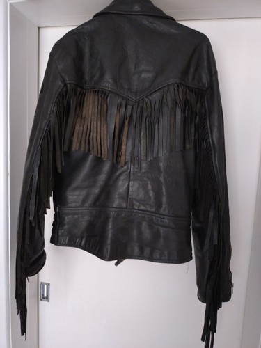 Vintage leather biker jacket - leather,