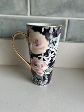 Fox And Ivy Tall Floral Latte Mug With Gold Handle Cup Tea Coffee