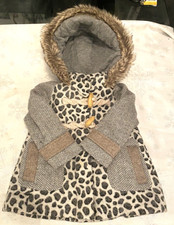 Cute Next Girls Leopard Animal Print Grey Coat 12-18 months