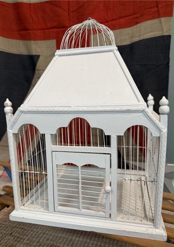 Antique white bird cage - white,