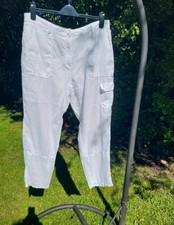 White M&S Linen Trousers. Size