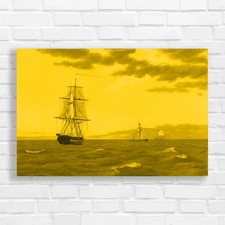 Sailboat Sunset at Sea Yellow