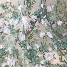 Green Leaves Lace Fabric 3D