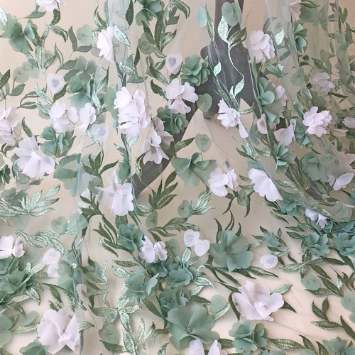 Green leaves lace - green, 3d