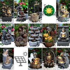 Solar LED Outdoor Garden Water Feature Cascading Fountain Statue Home Decoration