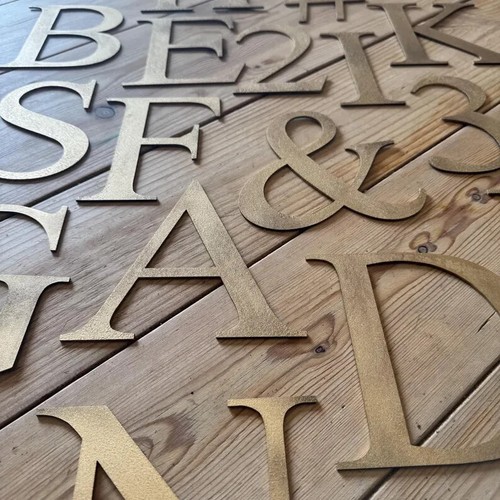 Gold metal letters - metal, shop