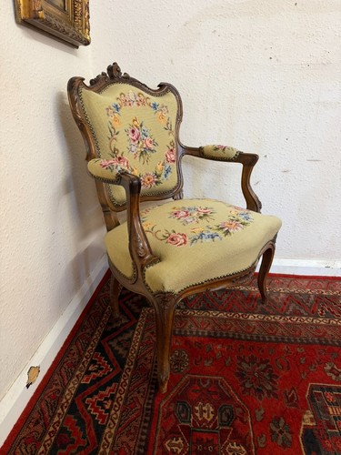 French carved oak chair - french, with