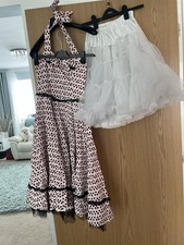 Hearts And Roses Rockabilly 50’s Style Dress White With Cherry Size 8 Worn Once