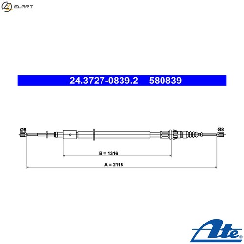 Cable pull parking brake - cable,