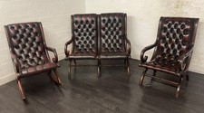 Chesterfield slipper suite 2 seater sofa and 2 chairs in ox blood red very rare 