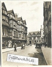 Vintage Old Photograph Cars People Shops Shrewsbury Town Centre 1920's