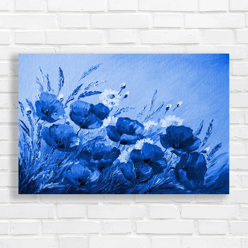 Vibrant poppy field - field, blue