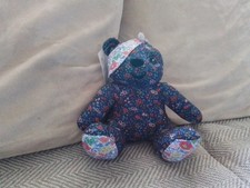 RARE Vintage Liberty London Small Teddy Bear | Floral Patterned Apposable Limbs