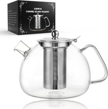 Heat Resistant Glass Teapot Infuser Strainer Coffee Tea Leaf Borosilicate 1500ml