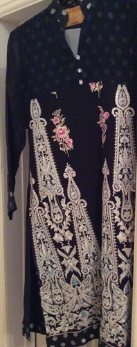 Navy embroidered piece suit - embroidered, 3