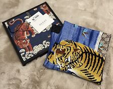 Gucci Tiger Silk Square Scarf Sky Blue