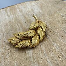Vintage Sphinx Leaf Brooch Gold Tone Statement Pin