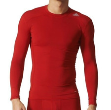 adidas Techfit Top Mens - Compression / Base Layer - Long Sleeve Red - All Sizes