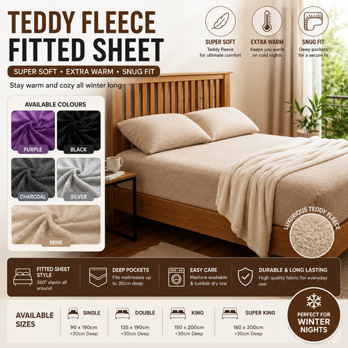 Teddy fleece fitted sheet - teddy,