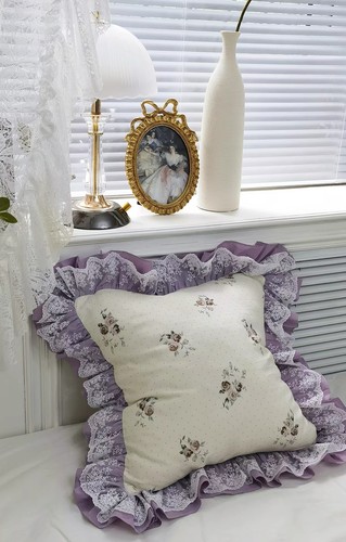 Ruffled cotton cushion cover - cotton,