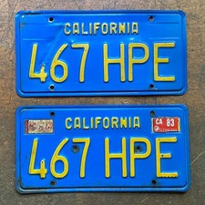 Original Pair of 1970 California License Plates Vintage 1970's YOM - DMV CLEAR