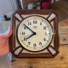 Vintage West German Pottery Brown Glazed Wall Clock – Retro – Great! –