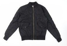 BCK & HRSY Mens Black Bomber Jacket Size S Zip - New York