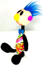 Jibba Jabba Vintage ERTL 1994 Blue Mohawk Noisy Doll Plush Stuffed Makes Sounds