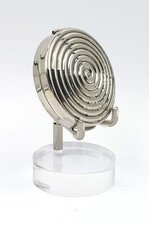 Vintage 1930's Art Deco chromed ladies compact double mirror - 58mm in diameter