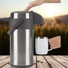 4L Pump Jugs Coffee Dispenser Stainless Steel Insulated Flasks Silver Office