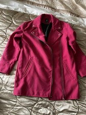 Womens Primark Jacket, Size 10, Biker, Pink, Suede Wool Feel, Full Zip, (26)